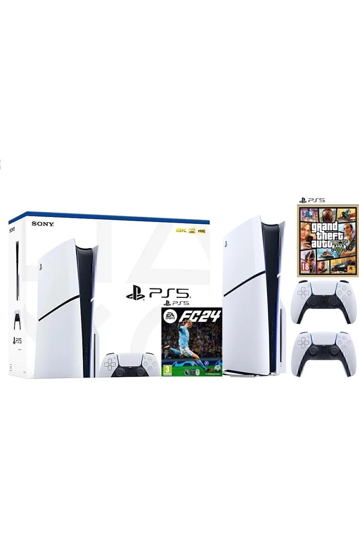 Sony Playstation 5 Slim Cd Edition Uyumlu 2. Dualsense Ps5 Kol Fifa Fc 24 Gta 5