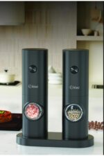 Kiwi Pilli Işıklı Tuz Karabiber Değirmeni Otomatik Baharat Öğütücü 2li Paket (SİYAH) Kspg-4850