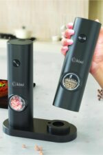 Kiwi Pilli Işıklı Tuz Karabiber Değirmeni Otomatik Baharat Öğütücü 2li Paket (SİYAH) Kspg-4850